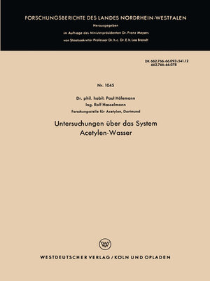 cover image of Untersuchungen über das System Acetylen-Wasser